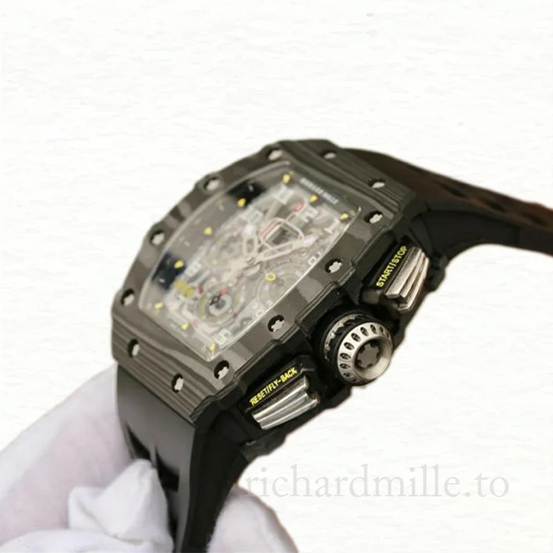 Richard Mille RM11-03 Men Automatic Transparent Dial Rubber Band Watch