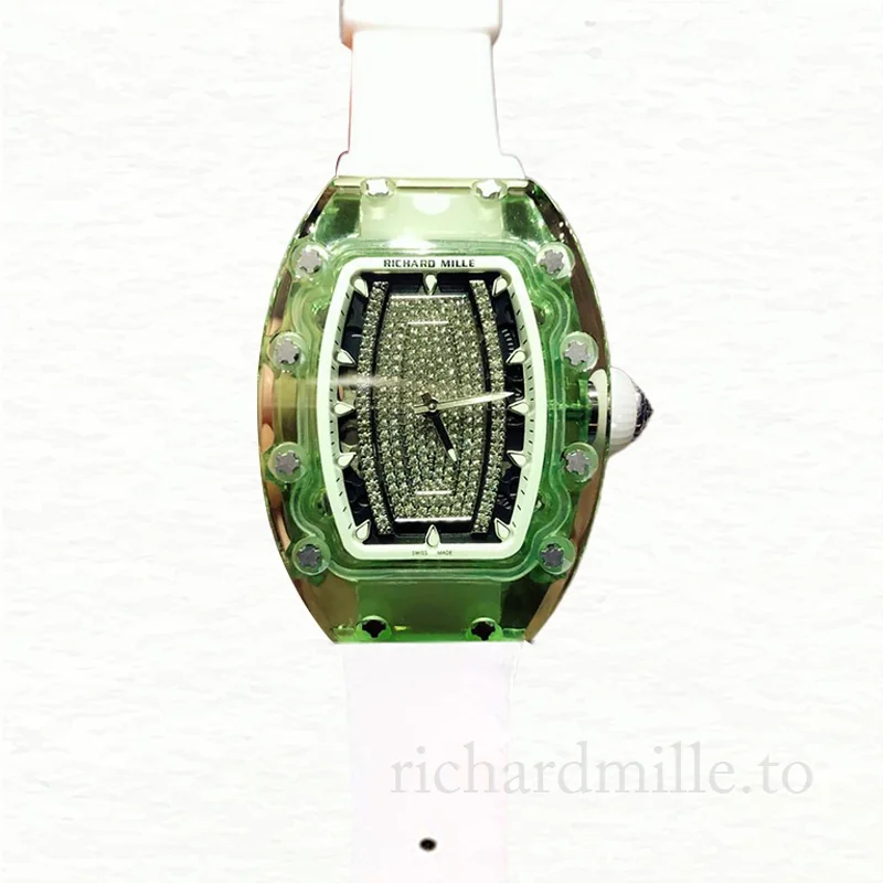 Richard Mille RM07-02 Ladies Automatic Black With Diamonds Dial Watch Rubber Band