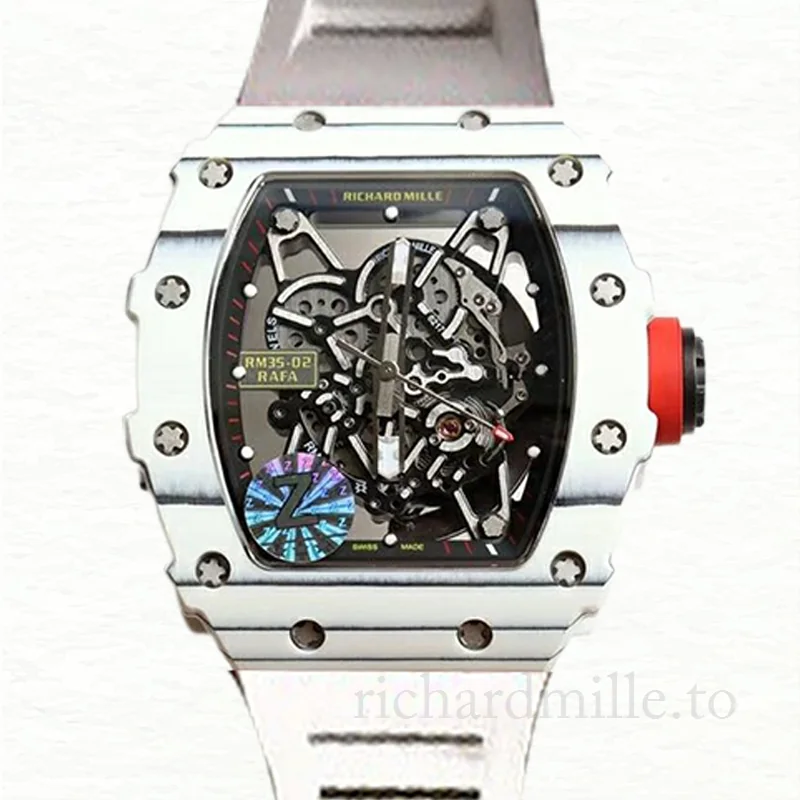 Richard Mille RM35-02 Men Mechanical Watch Rubber Band Carbon Fiber