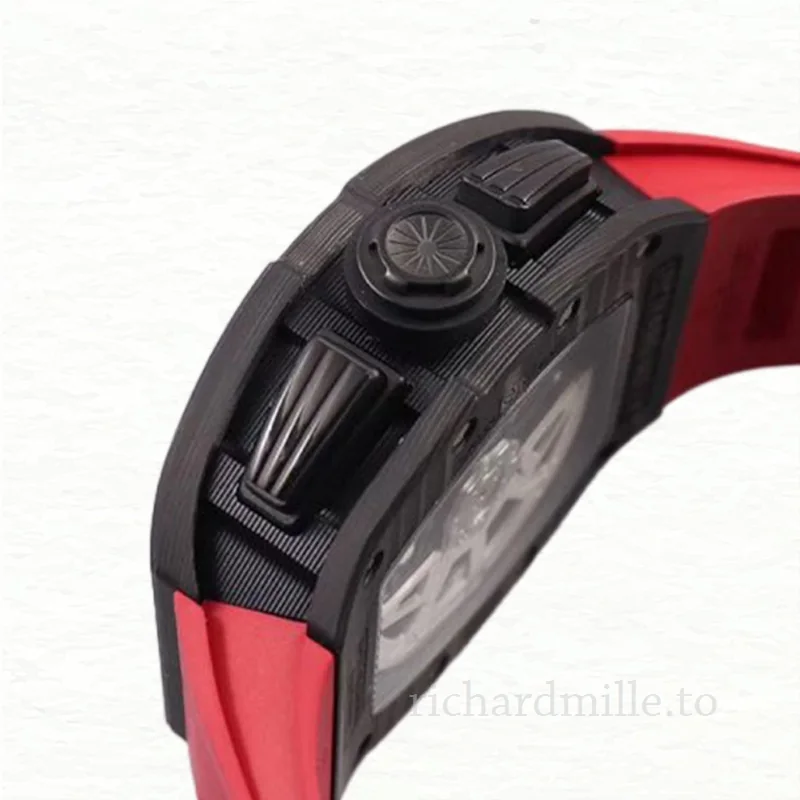 Richard Mille RM 011 Transparent Dial Men's Rubber Band Black Red