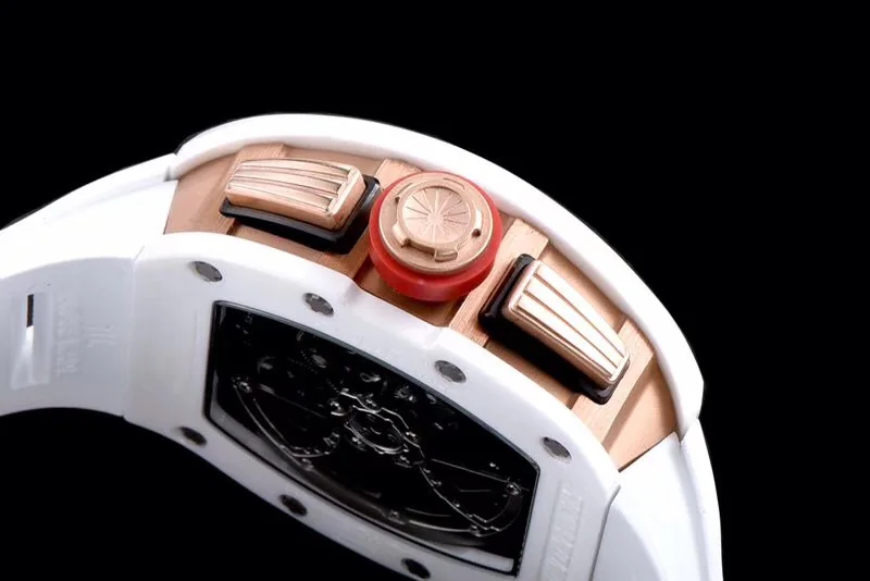 Richard Mille Replica RM 011 White Strap Open Face Red Digital Dial