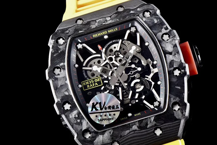 Richard Mille Replica RM 35 Yellow Imported Rubber Strap