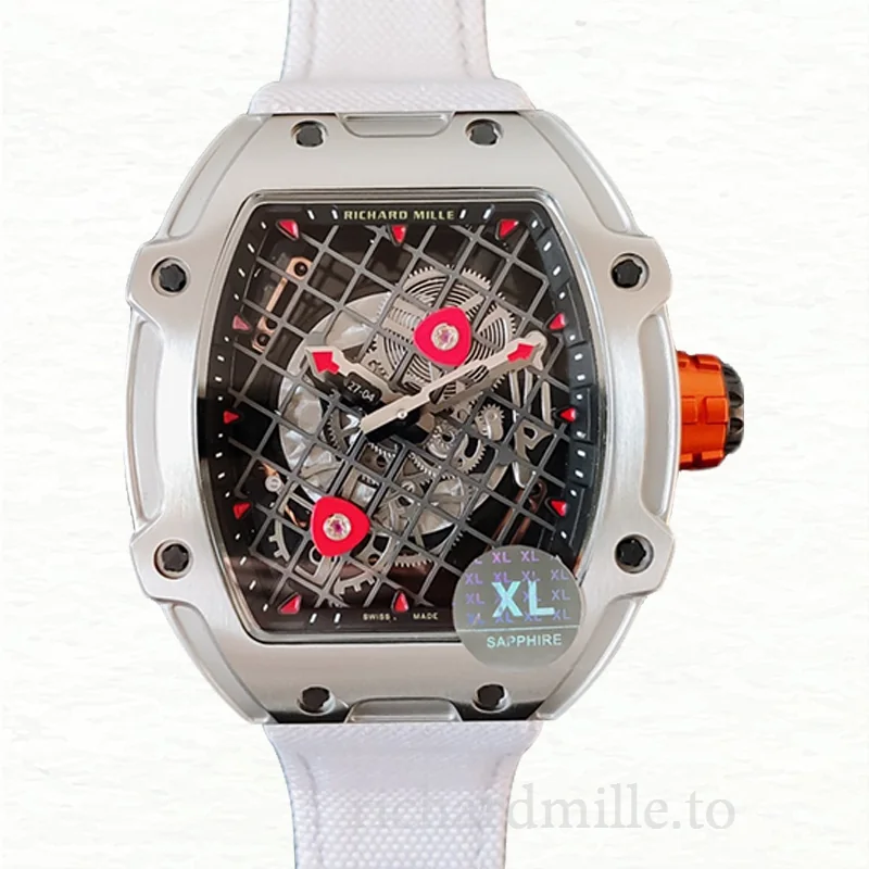 Richard Mille RM27-04 Men Mechanical Transparent Dial Nylon Strap Stainless Steel