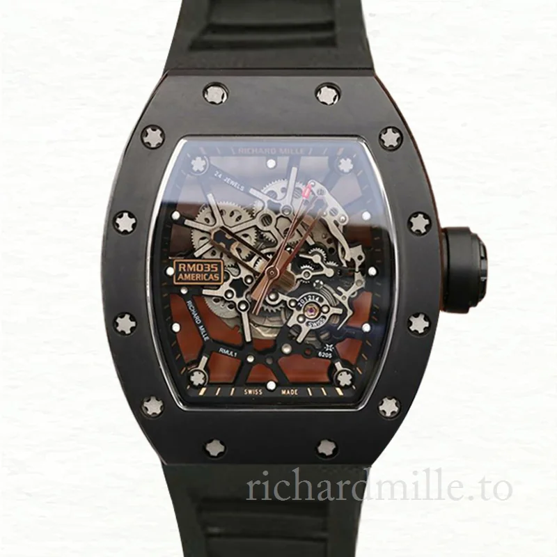 Richard Mille RM035 Men Mechanical Watch Transparent Dial