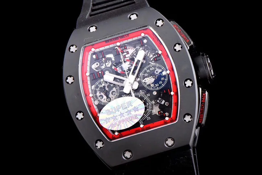 Richard Mille Replica RM 011 Black Rubber Strap