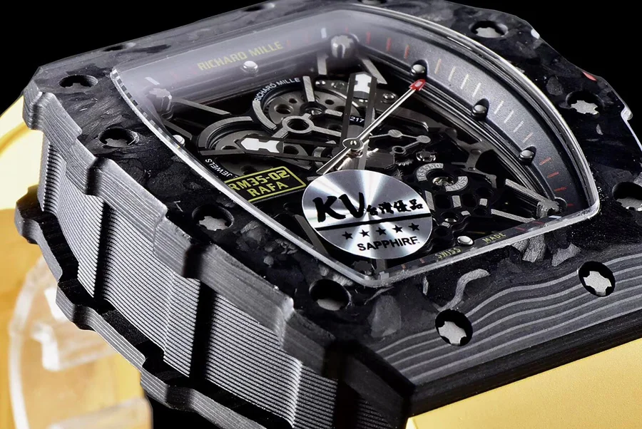 Richard Mille Replica RM 35 Yellow Imported Rubber Strap