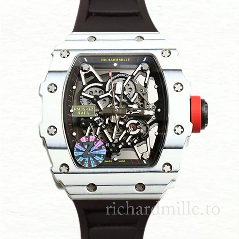 Richard Mille RM35-02 Mechanical Men Transparent Dial Carbon Fiber Rubber Band