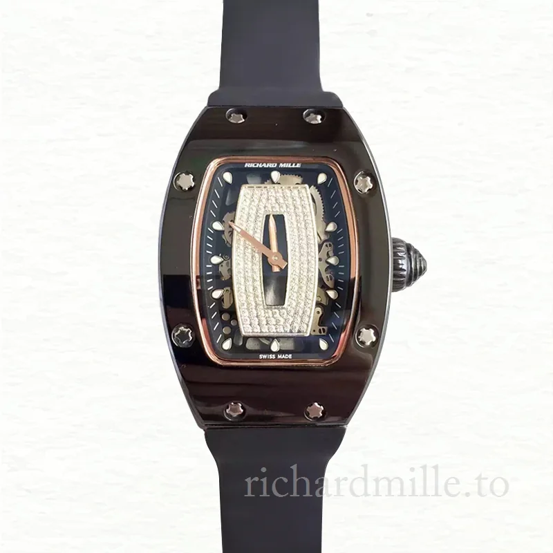 Richard Mille RM07-01 Automatic Ladies Black With Diamonds Dial Ceramics Bezel Watch