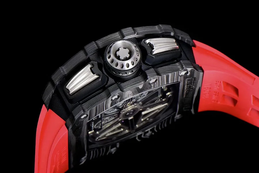 Richard Mille Replica RM 011 Red Rubber Strap Open Face Numerals Folding Buckle