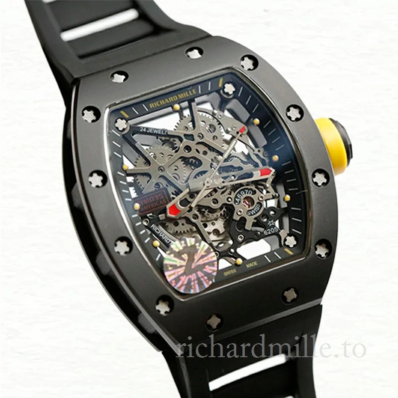 Richard Mille RM035 Mechanical Men Transparent Dial Rubber Band