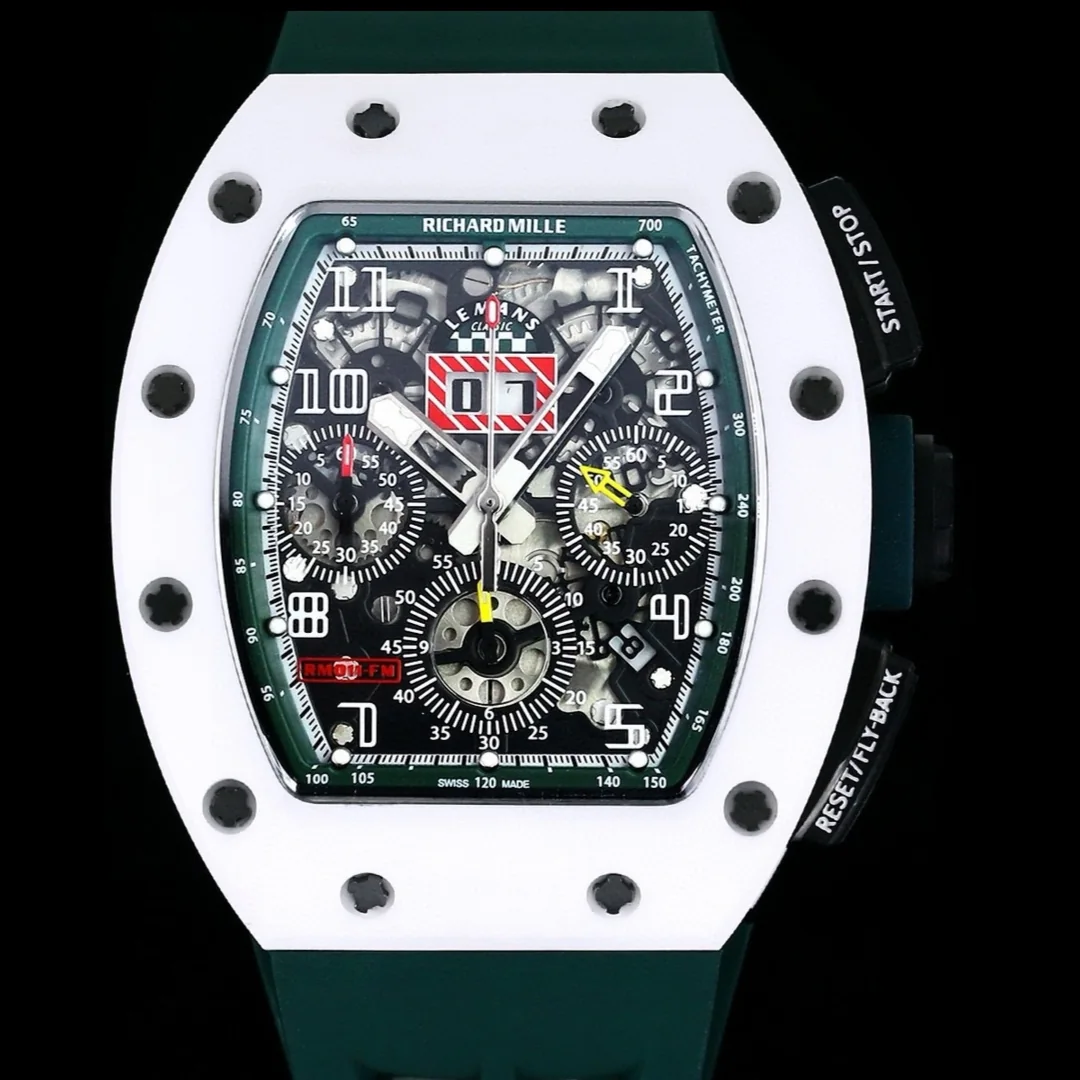 Luxury Replica Richard Mille RM 011 Massa Flyback Chronograph – Swiss Movement, Green Rubber Strap