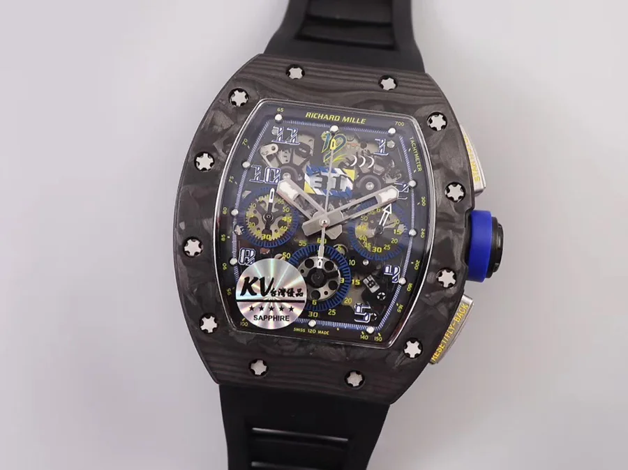 Richard Mille Replica RM 011 Black Strap Black Dial Folding Clasp