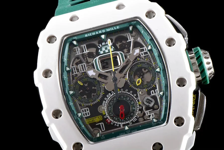 Richard Mille Replica RM 011-03 Green Rubber Strap