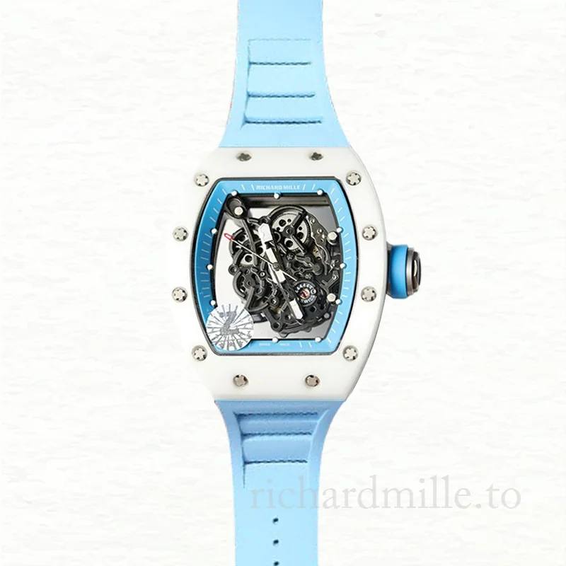 Richard Mille RM055 Men Mechanical Watch Rubber Band Transparent Dial