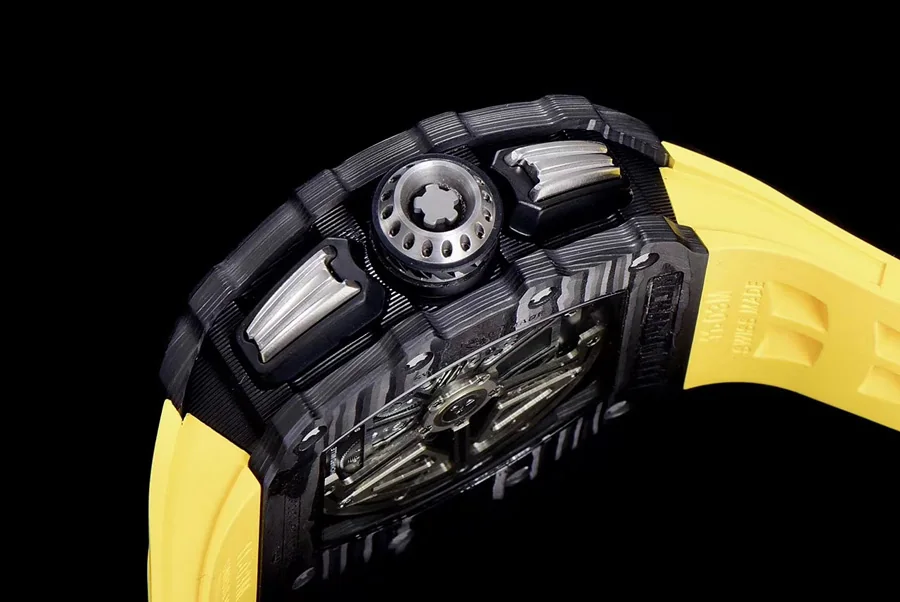 Richard Mille Replica RM 011 Yellow Strap Yellow Nail Dial