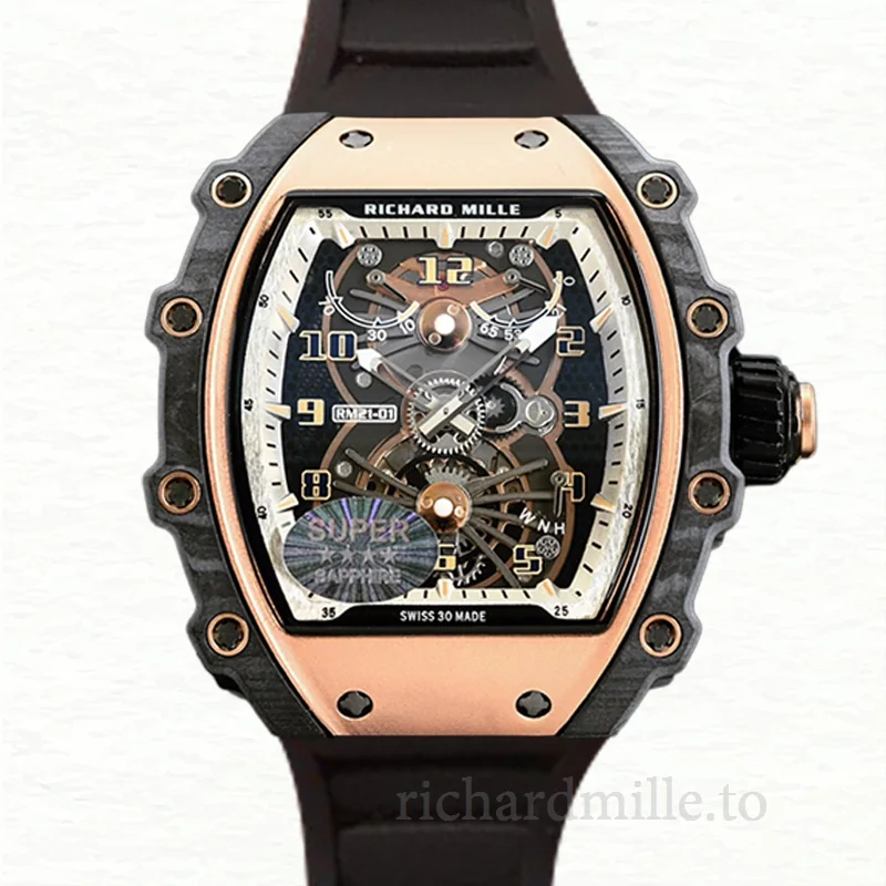 Richard Mille RM21-01 Men Automatic Rubber Band Arabic Numeral Transparent Dial