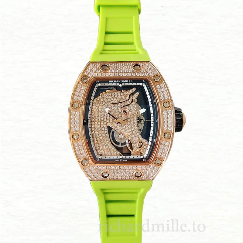 Richard Mille RM52-02 Mechanical Men Watch Rubber Band Diamond Bezel