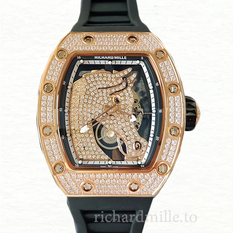 Richard Mille RM52-02 Mechanical Men Rubber Band Horse Dial Diamond Bezel