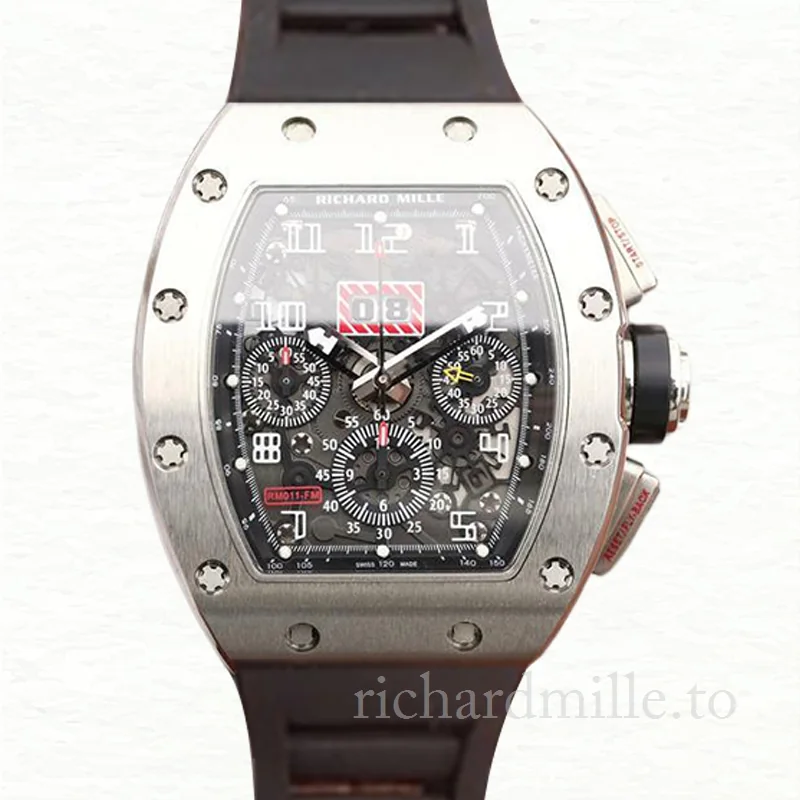 Richard Mille RM011 Automatic Men Rubber Band Transparent Dial