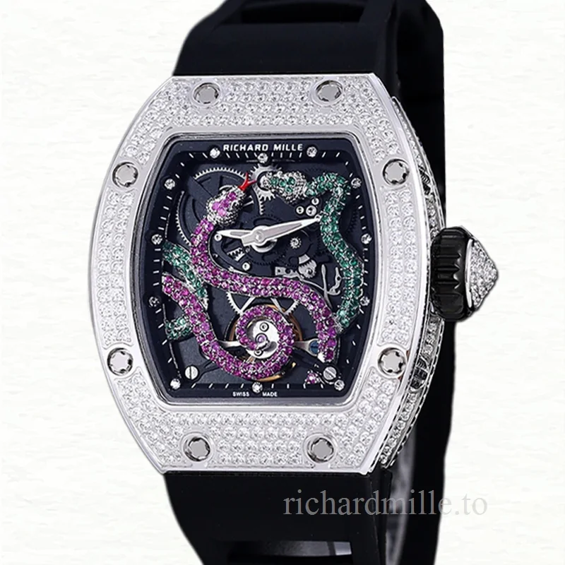 Richard Mille RM 026 Unisex Automatic Rubber Band Watch Stainless Steel