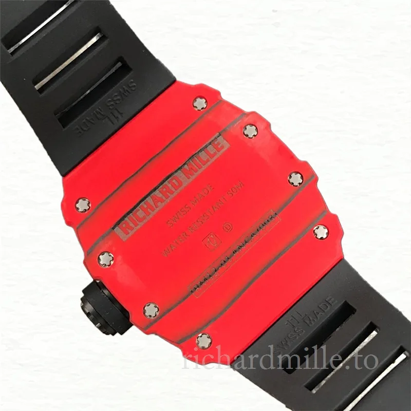 Richard Mille RM12-01 Men Mechanical Watch Transparent Dial Rubber Band