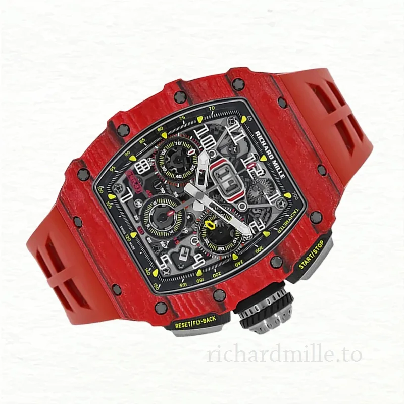 Richard Mille RM 11-03 Transparent Dial Rubber Band Men's Automatic Red