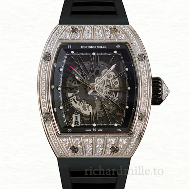 Richard Mille RM023 Men Automatic Roman Numeral Rubber Band Watch