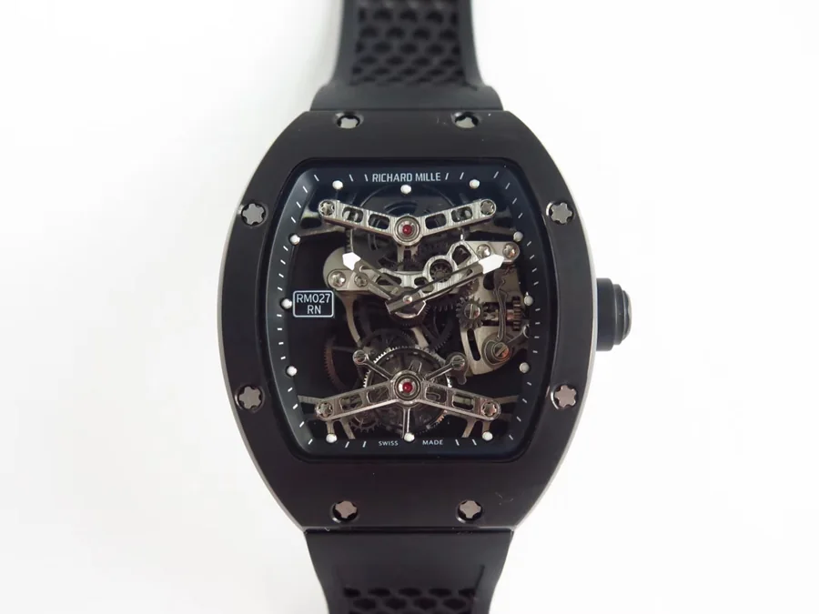 Richard Mille Replica RM 027 Black Rubber Strap Dense Bottom
