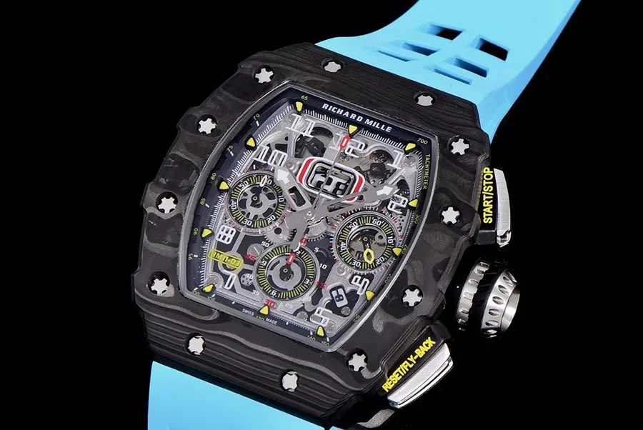 Richard Mille Replica RM 011 Blue Strap Open Face Numerals