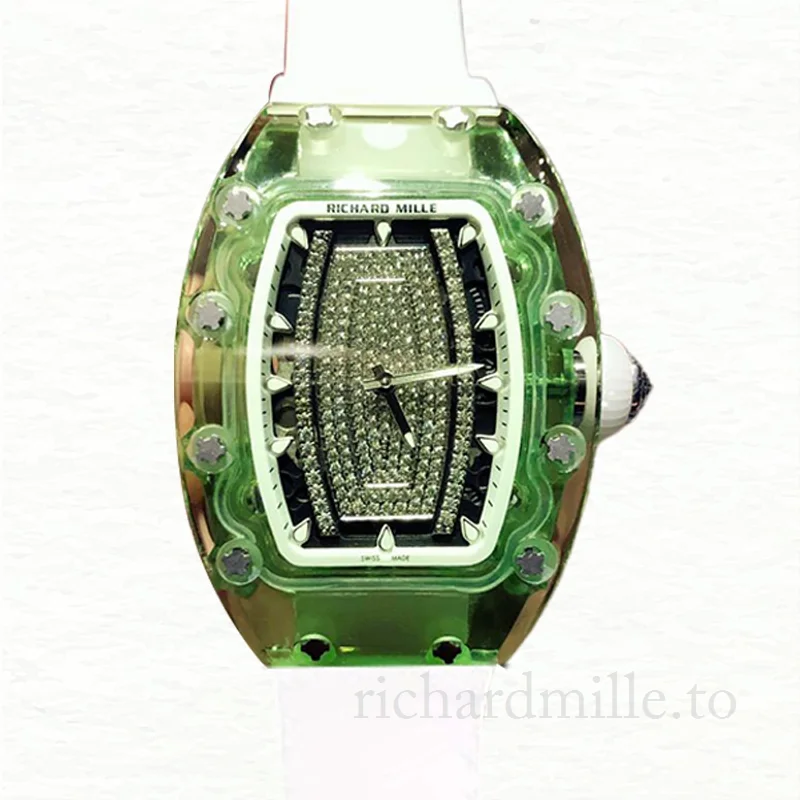 Richard Mille RM07-02 Ladies Automatic Black With Diamonds Dial Watch Rubber Band
