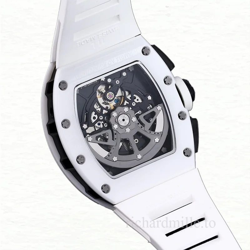 Richard Mille RM 011 Men Automatic Rubber Band Acrylic Transparent Dial