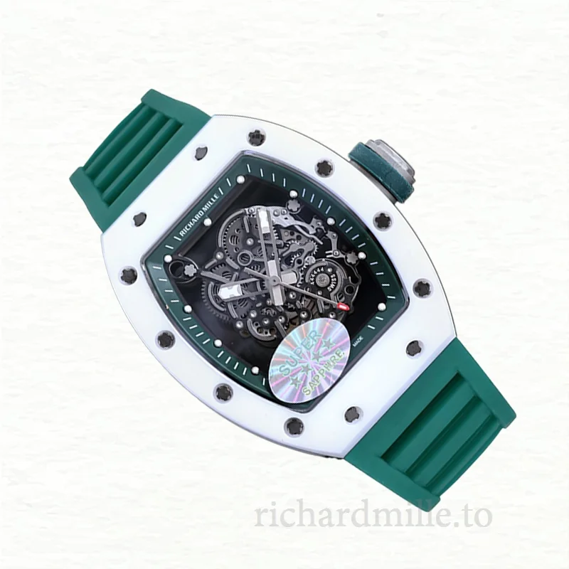 Richard Mille RM055 Men Automatic Transparent Dial Watch Rubber Band
