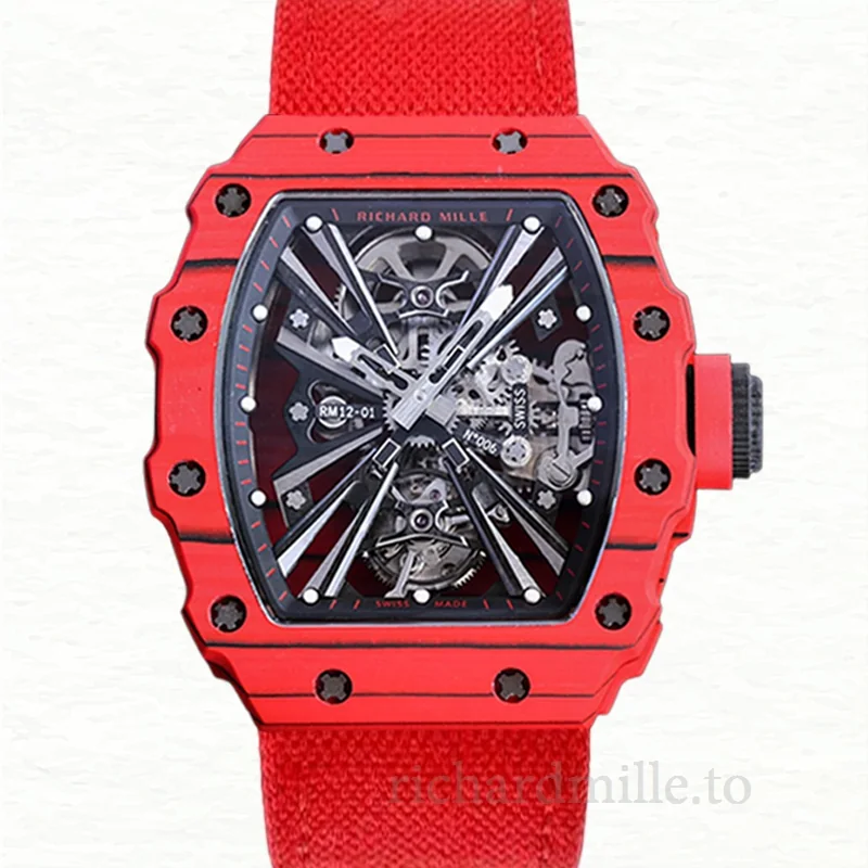 Richard Mille RM12-01 Automatic Men Strap Transparent Dial Watch