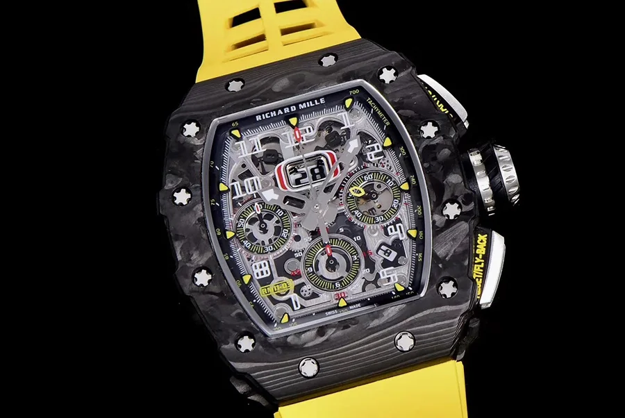 Richard Mille Replica RM 011 Yellow Strap Yellow Nail Dial