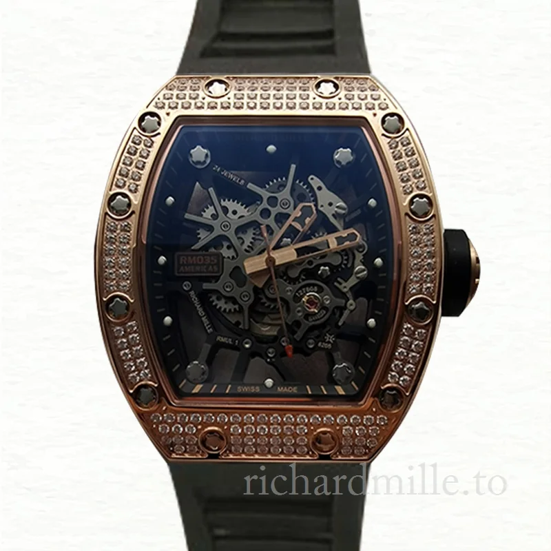 Richard Mille RM035 Mechanical Men Transparent Dial Rubber Band