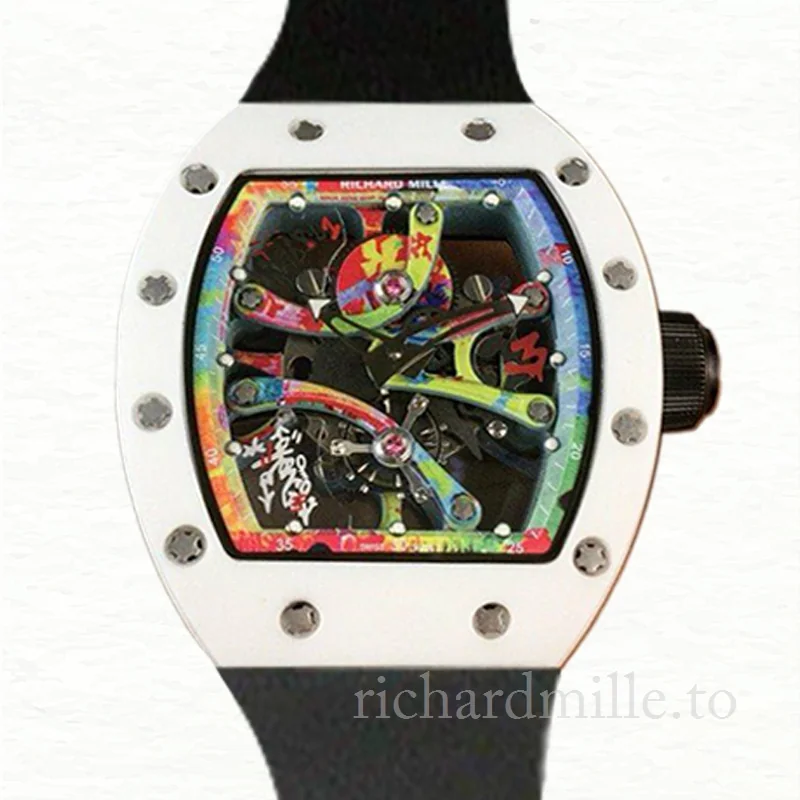 Richard Mille RM68-01 Hand Wind Men Transparent Dial Ceramics Bezel Watch