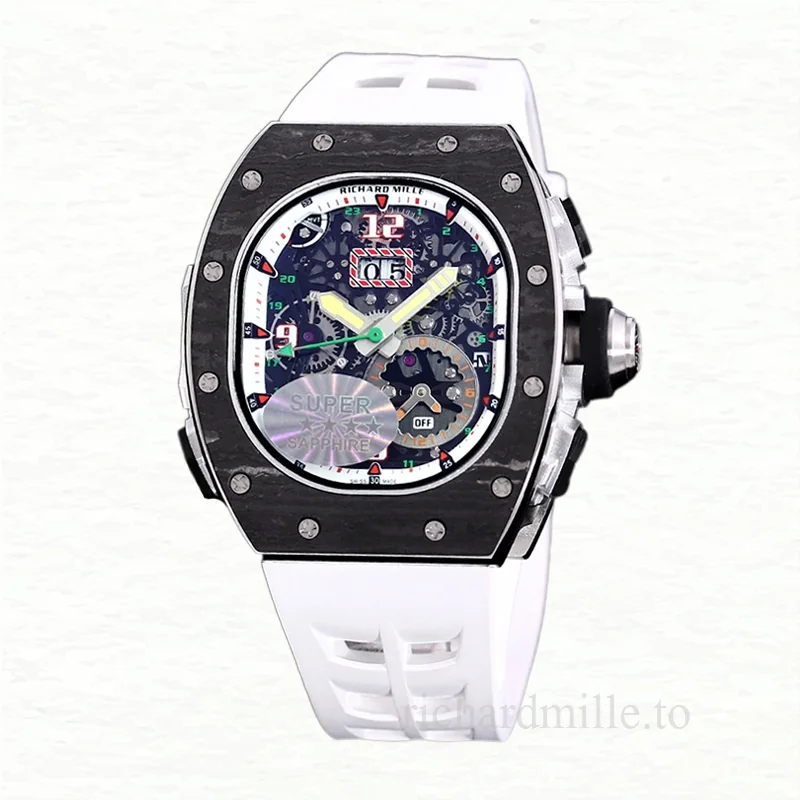 Richard Mille RM 62-01 Men Automatic Transparent Dial Carbon Fiber Rubber Band