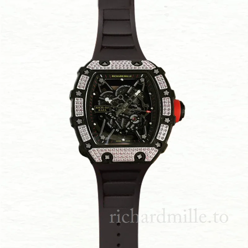 Richard Mille RM35-02 Men Mechanical Watch Transparent Dial