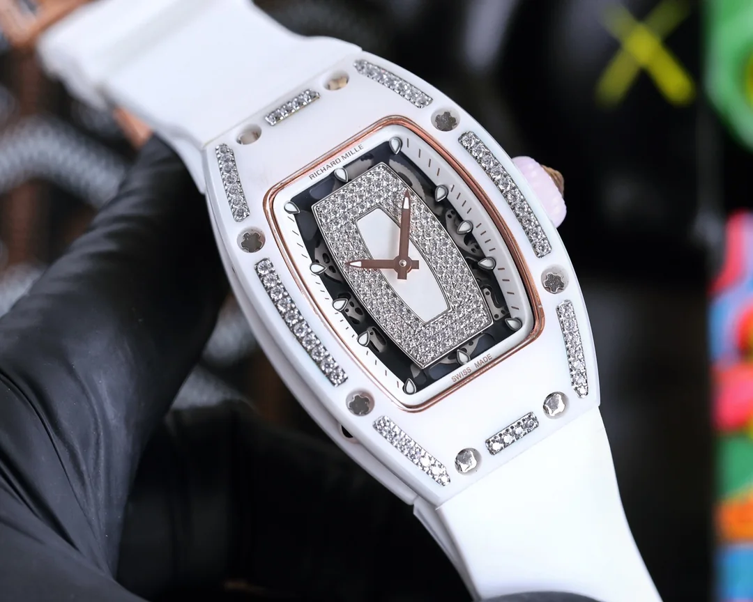 Richard Mille RM007 Diamond Dial White Rubber Band Watch
