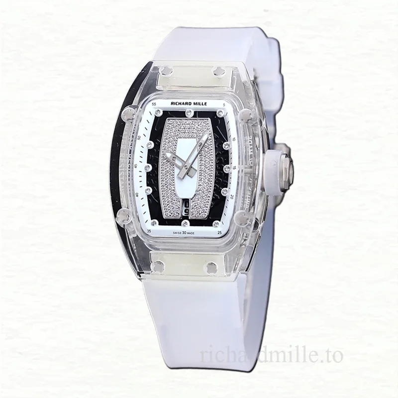 Richard Mille RM 07-02 Automatic Ladies White With Diamonds Dial Rubber Band Acrylic