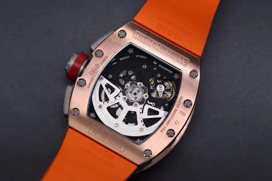 Richard Mille Replica RM 011 Orange Strap Through Bottom