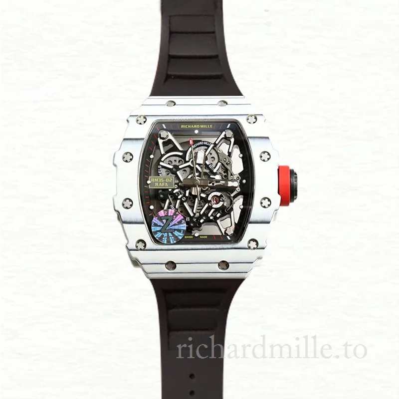 Richard Mille RM35-02 Mechanical Men Transparent Dial Carbon Fiber Rubber Band