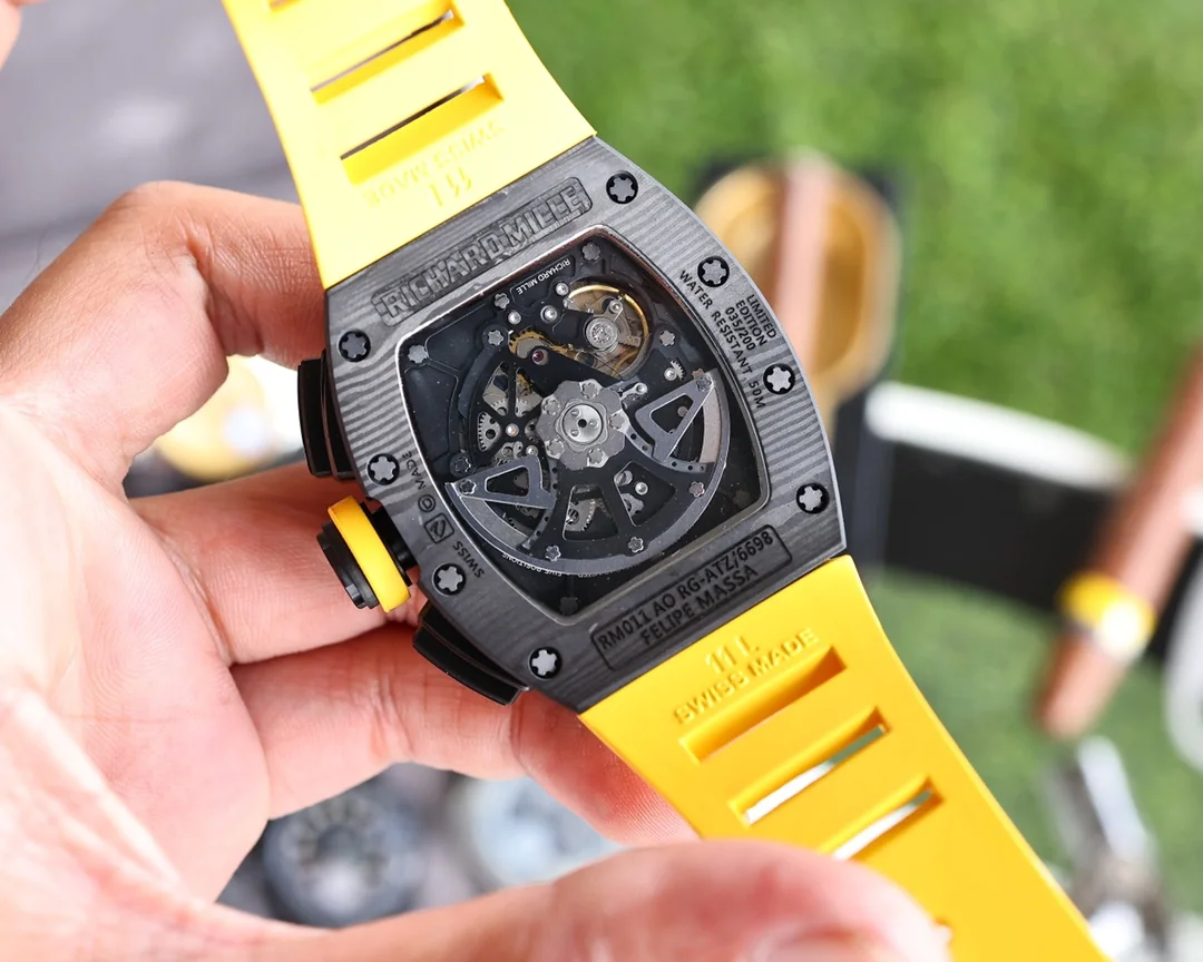 Richard Mille RM 011 Rubber Band Men’s Transparent Dial Yellow