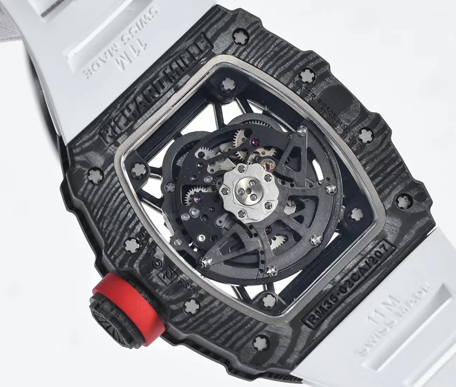 Richard Mille Replica RM 035-2 White Strap Skeleton Dial Folding Buckle