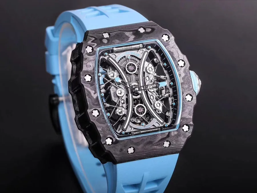 Richard Mille Replica RM 53-01 Blue Rubber Strap