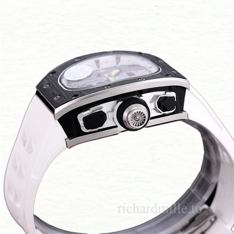 Richard Mille RM 62-01 Men Automatic Transparent Dial Carbon Fiber Rubber Band