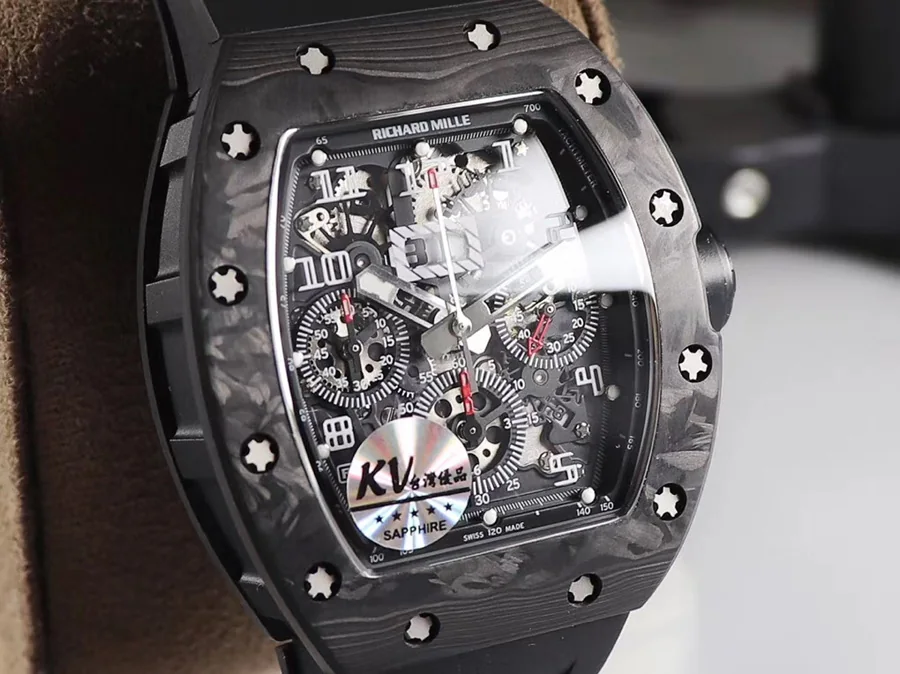 Richard Mille Replica RM 011 Black Strap Black Dial