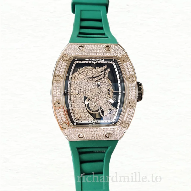 Richard Mille RM52-02 Mechanical Men Watch Rubber Band Diamond Bezel