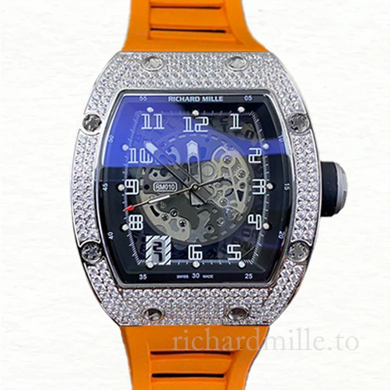 Richard Mille RM010 Mechanical Men Rubber Band Diamond Bezel