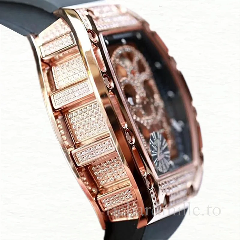 Richard Mille RM052 Mechanical Men Watch Rose Gold Skull Dial